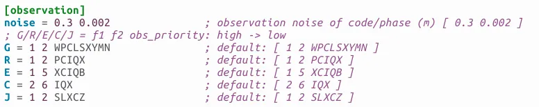 The observation section of pppx.ini